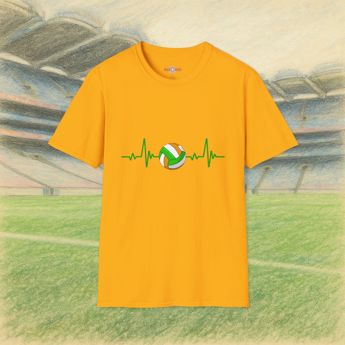 Green, White & Gold Gaelic Heartbeat Tee