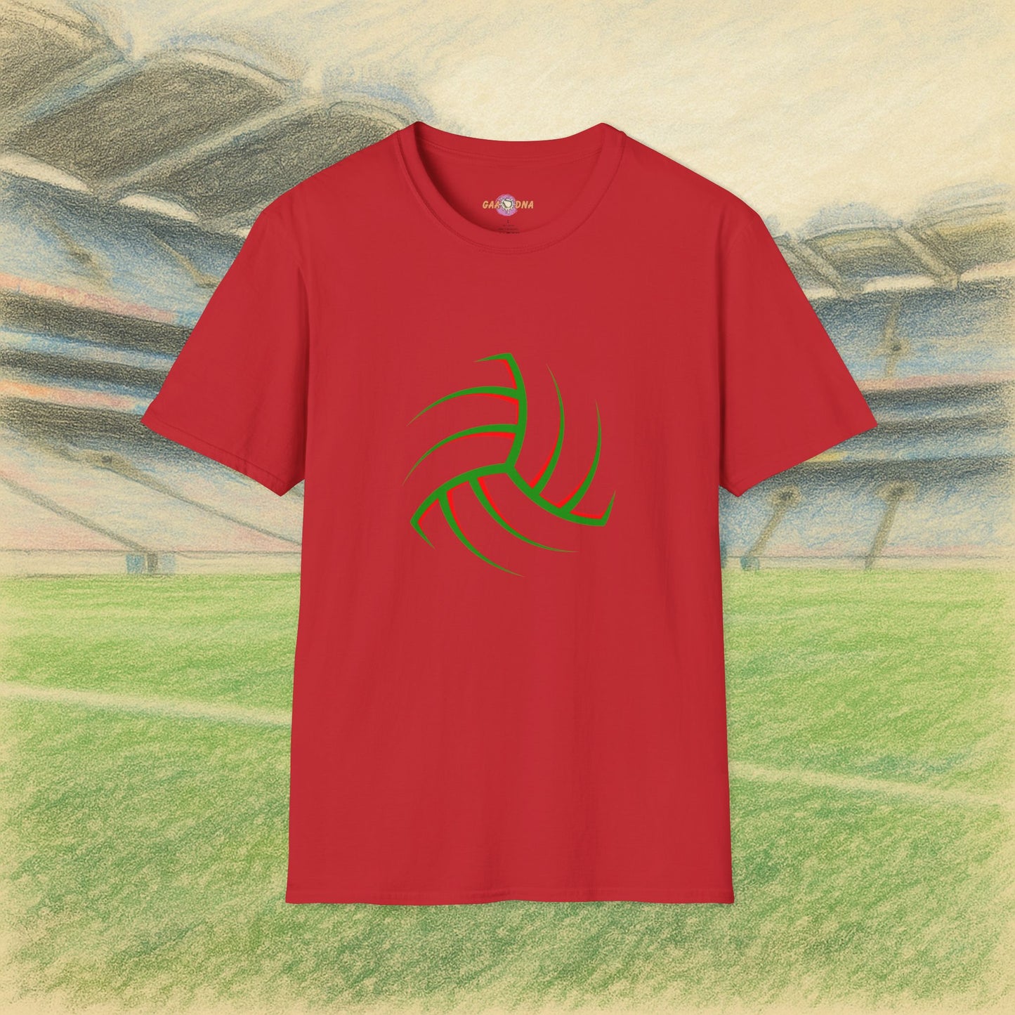 Customise Red & Green Outline Gaelic Football