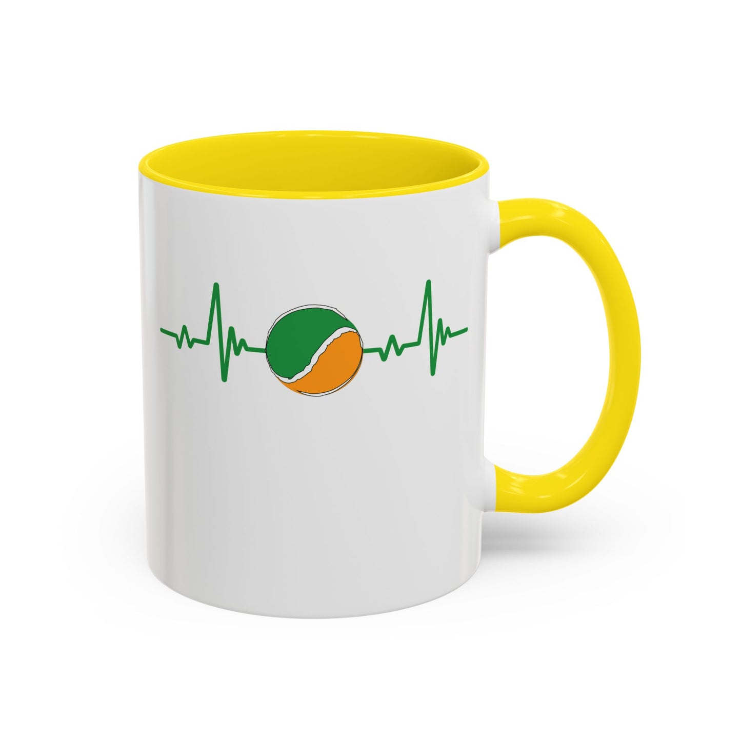 Green, White & Gold Sliotar Heartbeat Coffee Mug