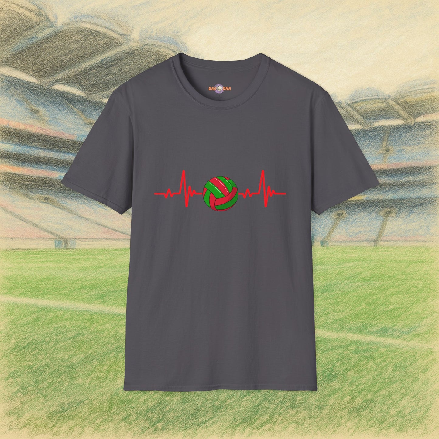 Red & Green Gaelic Heartbeat Tee