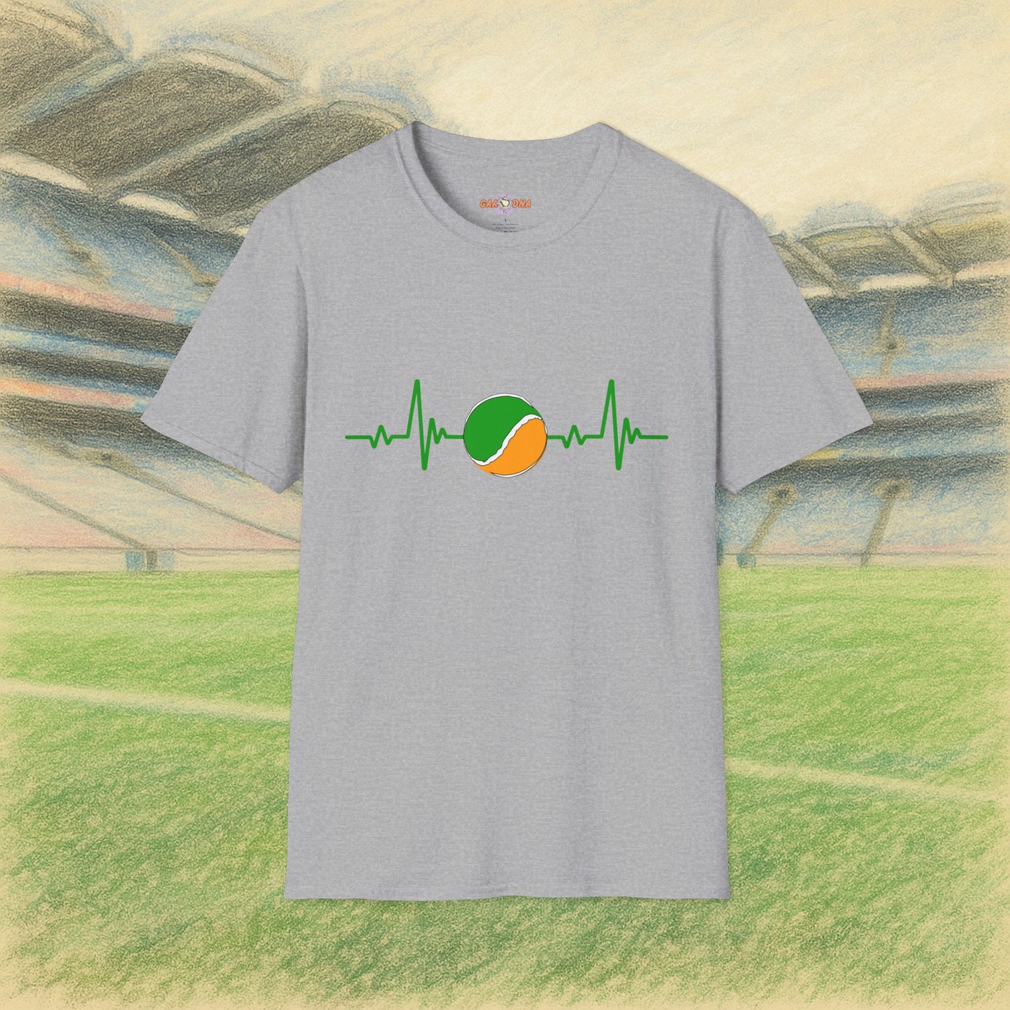 Green, White & Gold Sliotar Heartbeat Tee