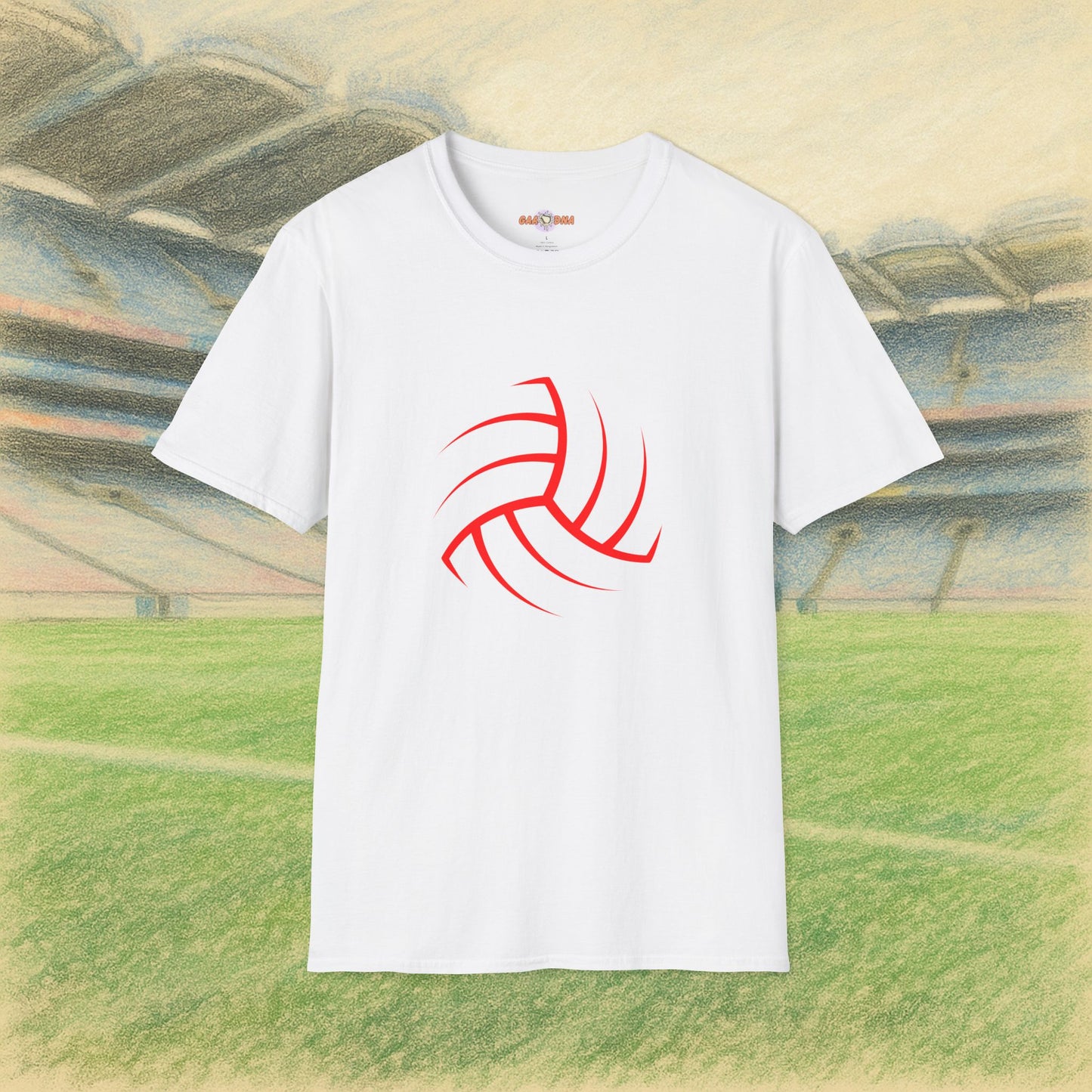 Customise Red & White Outline Gaelic Football