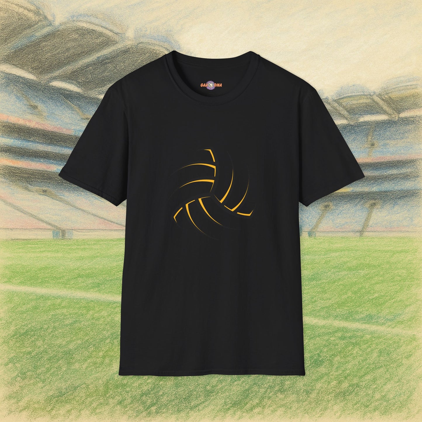 Customise Black & Gold Outline Gaelic Football