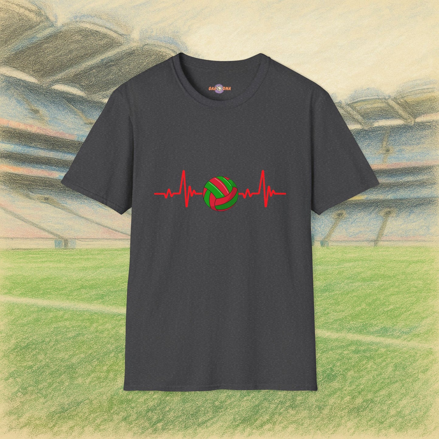 Red & Green Gaelic Heartbeat Tee
