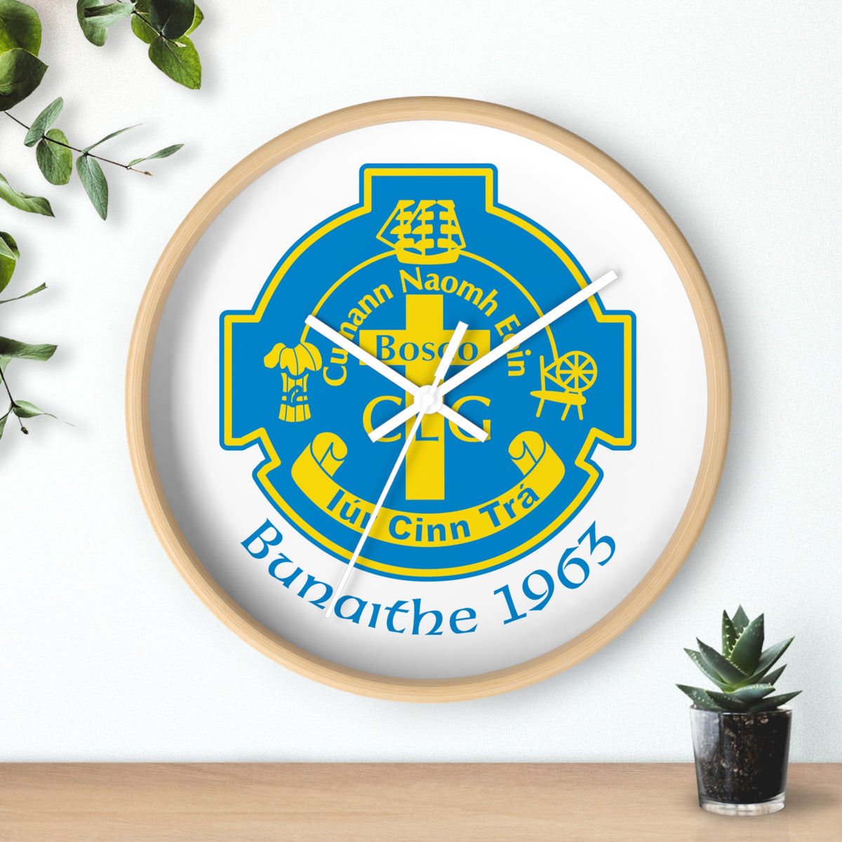 Bunratty 1963 Crest Wall Clock — Vintage Cúlann Naomh Fíon Club Emblem