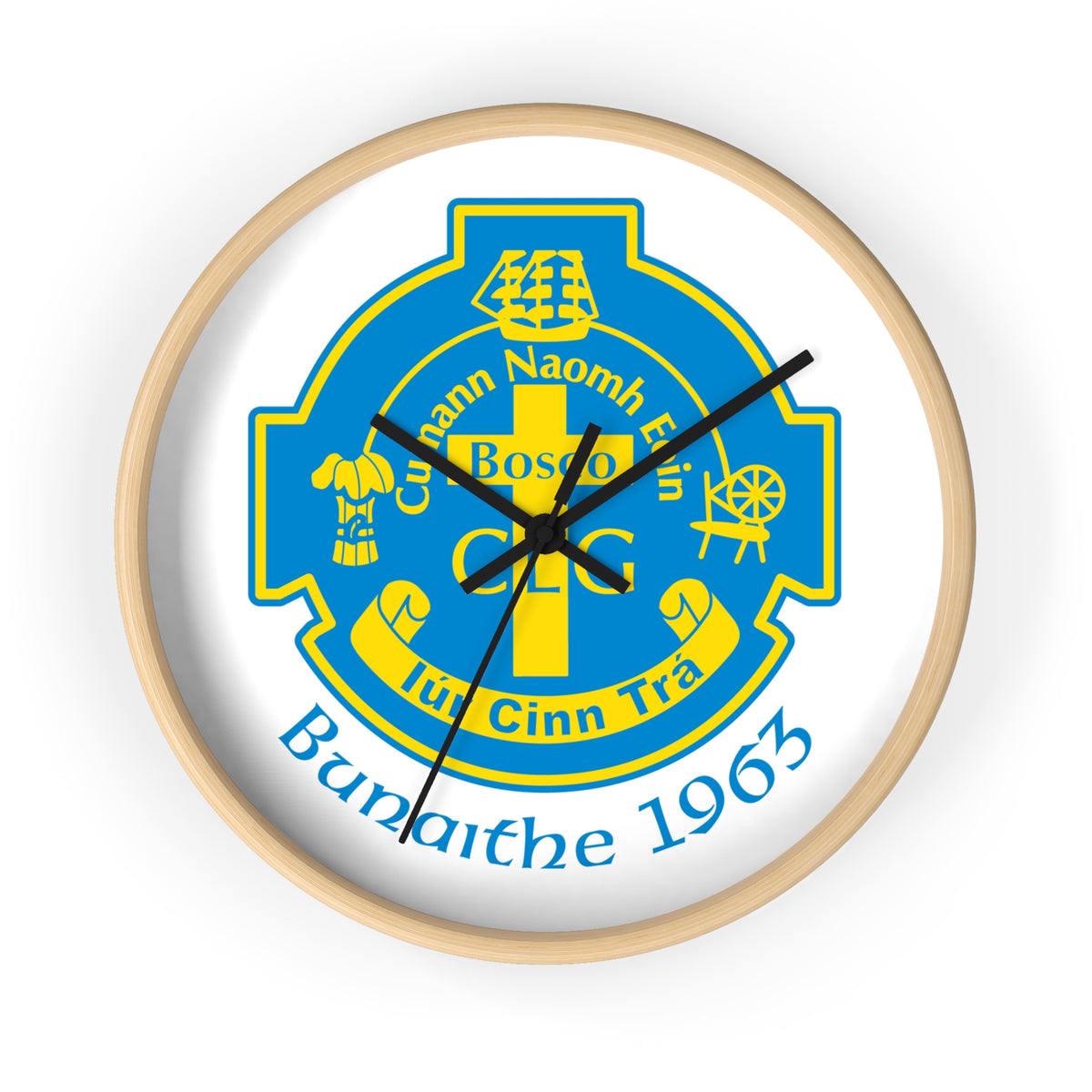 Bunratty 1963 Crest Wall Clock — Vintage Cúlann Naomh Fíon Club Emblem