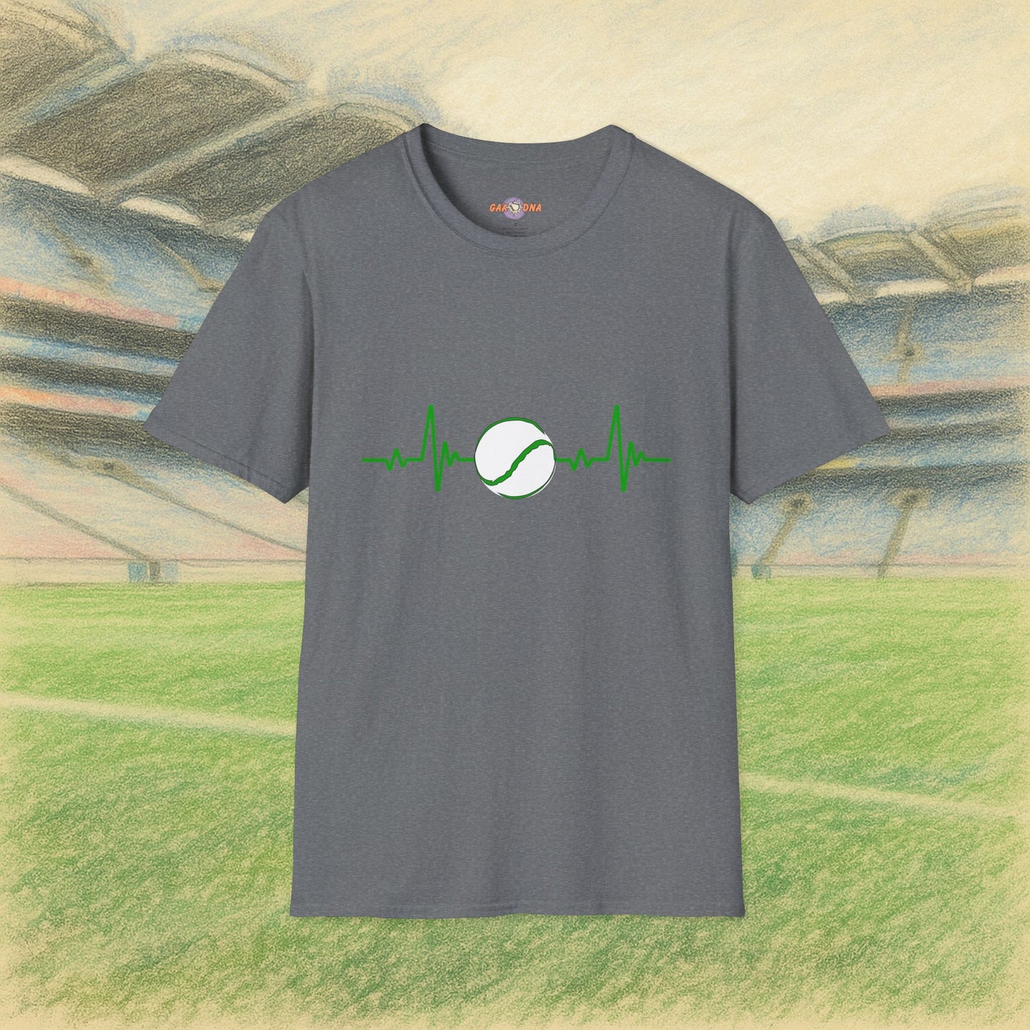 Green & White Sliotar Heartbeat Tee