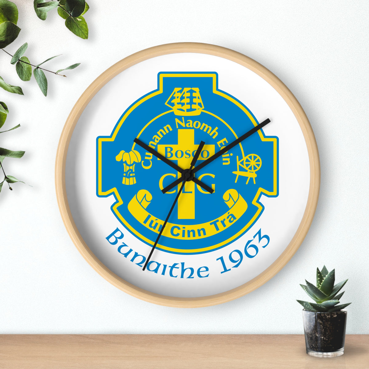 Bunratty 1963 Crest Wall Clock — Vintage Cúlann Naomh Fíon Club Emblem