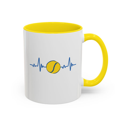 Yellow & Blue Sliotar Heartbeat Coffee Mug