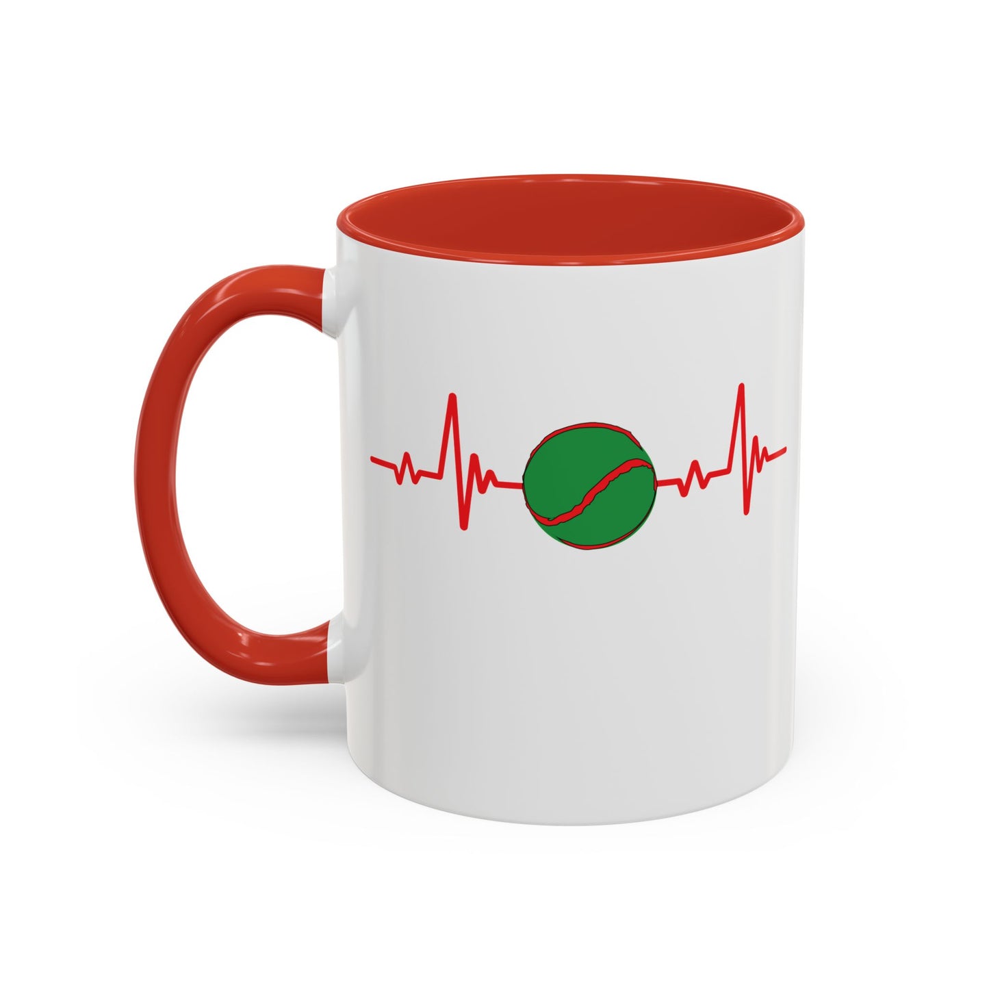 Red & Green Sliotar Heartbeat Coffee Mug