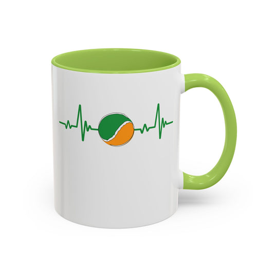 Green, White & Gold Sliotar Heartbeat Coffee Mug